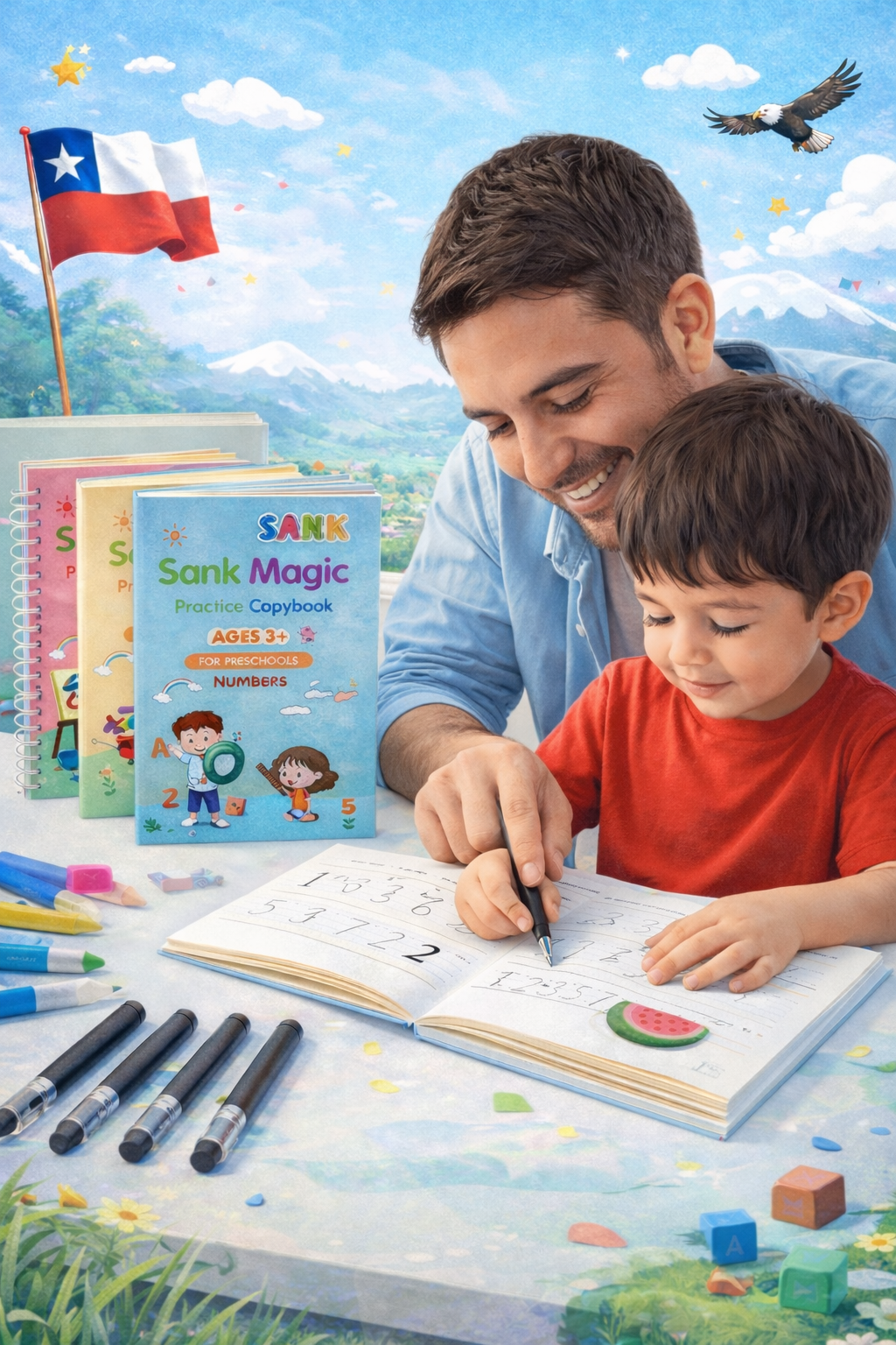 📚 Set 4 Cuadernos Mágicos Caligrafía Montessori ✍️ + Bolígrafo + Recargas 🖊️ | La Forma Más Divertida de Mejorar la Escritura✨