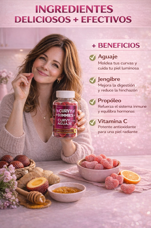 Curvy Gummies🍑✨ Realza tus curvas naturalmente 💖🔥60 Gummies