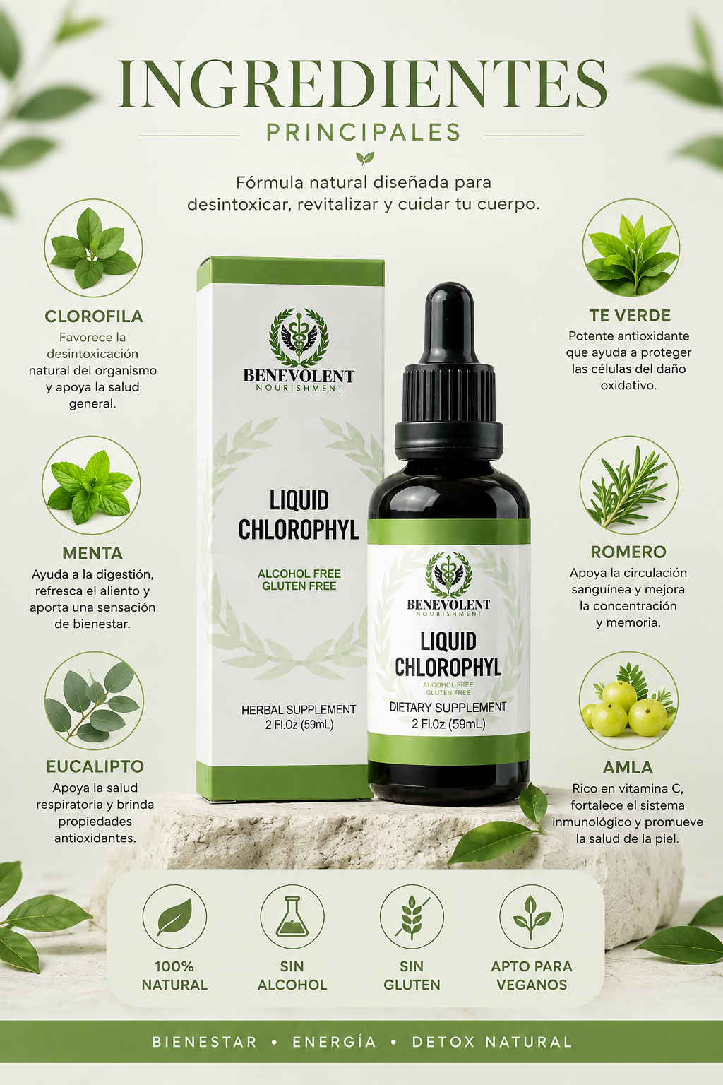 Clorofila Líquida — 59 ml · Bienestar Natural🌿