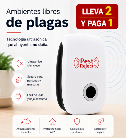 2x1 Repelente Ultrasónico de Plagas | Protege tu hogar de roedores sin químicos ni olores