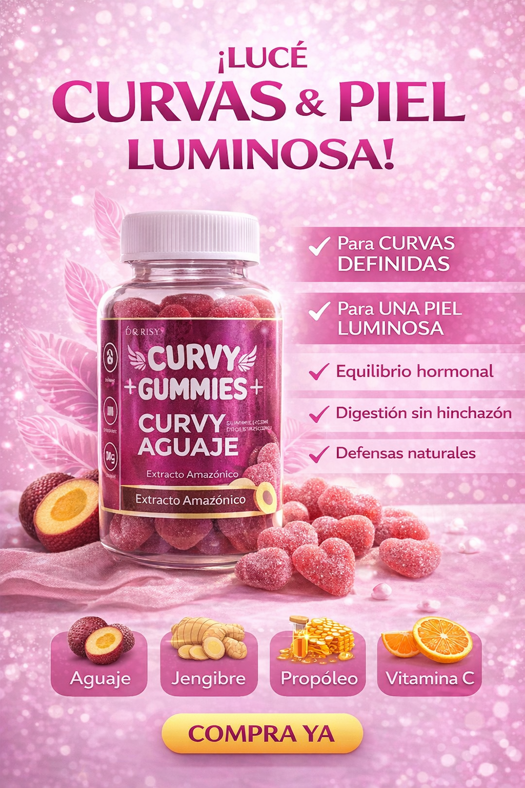 Curvy Gummies🍑✨ Realza tus curvas naturalmente 💖🔥60 Gummies