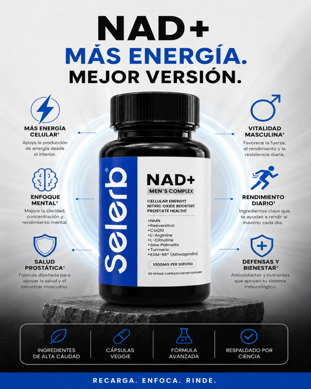 Selerb NAD+ Energy Complex 🔥 Recupera tu fuerza 🔥 Eleva tu rendimiento. 💪