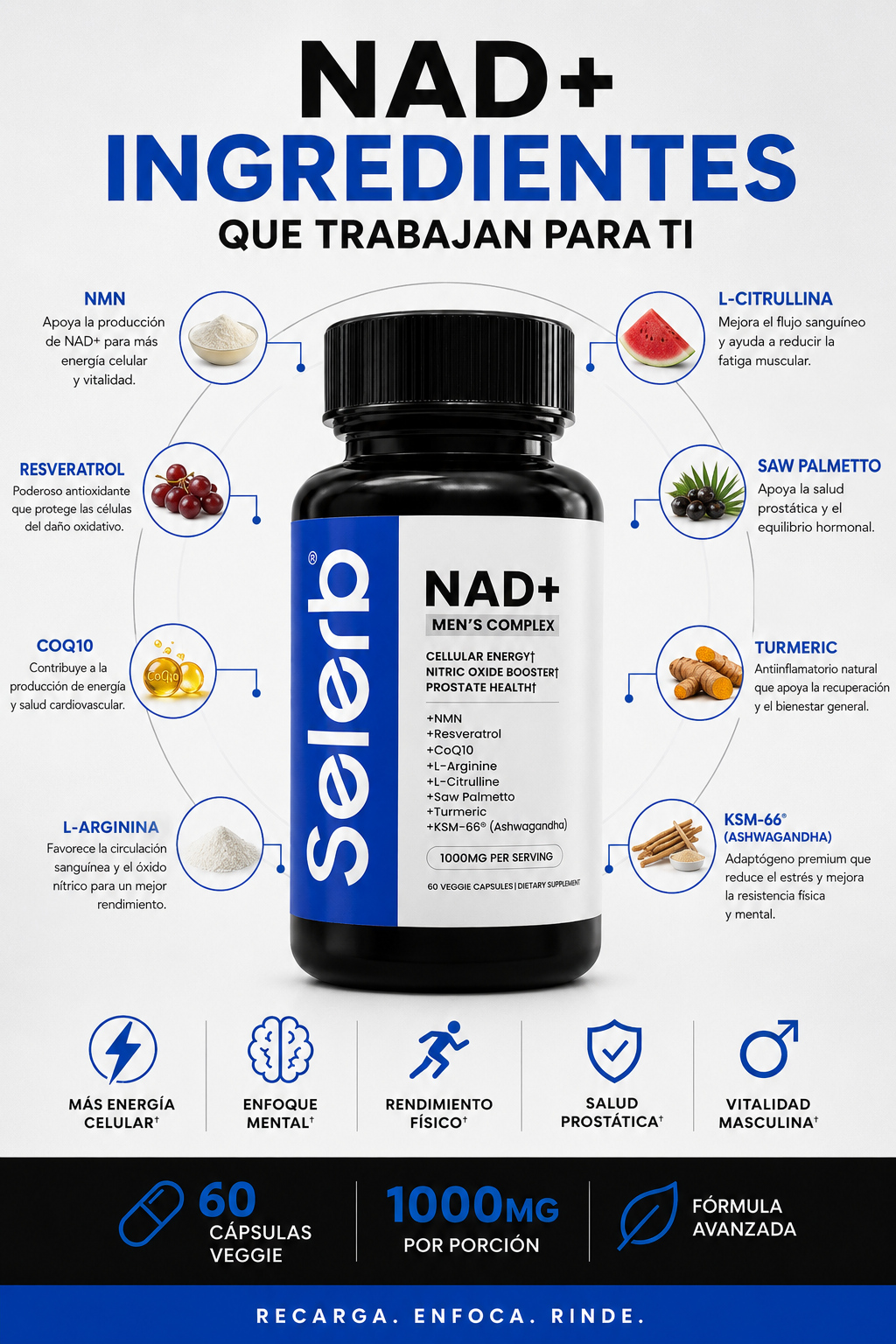 Selerb NAD+ Energy Complex 🔥 Recupera tu fuerza 🔥 Eleva tu rendimiento. 💪