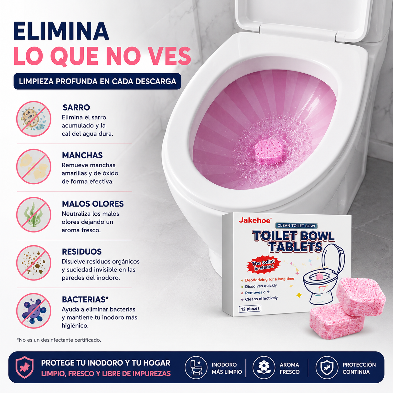 Pastillas Efervescentes para Limpieza de Inodoros