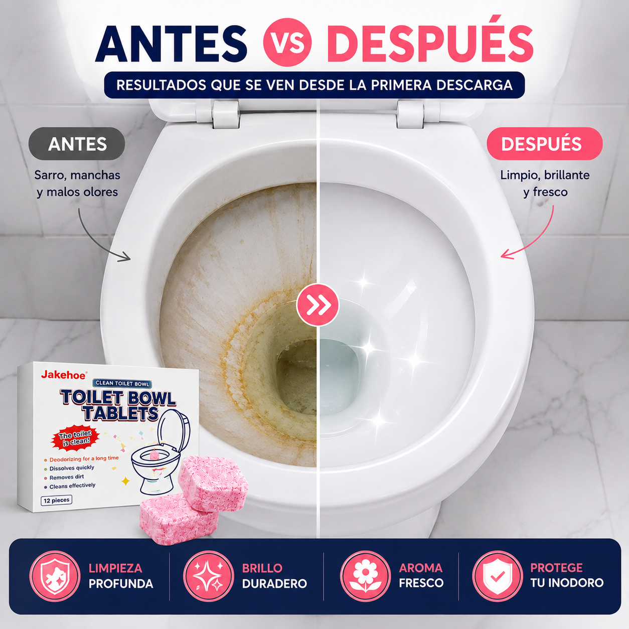 Pastillas Efervescentes para Limpieza de Inodoros