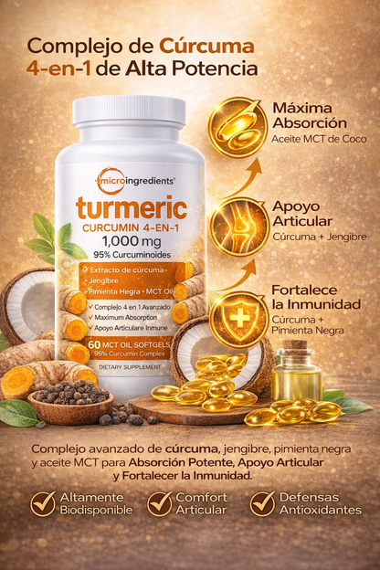 Turmeric Curcumin🦴🌿 Bienestar Articular y Digestivo 60 capsulas