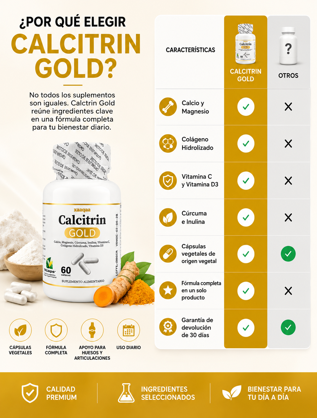 Calcitrin GOLD | Apoyo diario para tus huesos y articulaciones